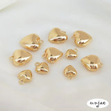 14K Clad Copper Plated Heart Pendant for DIY Bracelet Necklace