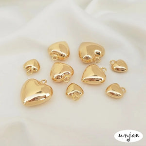 14K Clad Copper Plated Heart Pendant for DIY Bracelet Necklace