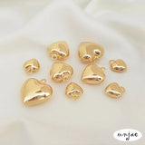 14K Clad Copper Plated Heart Pendant for DIY Bracelet Necklace