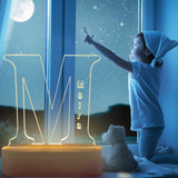 Customized Alphabet Letter LED Night Light Wooden Base Bedroom Decor