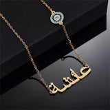 Arabic Name Diamond Necklace Evil Eye Chain Personalized Pendant