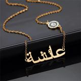 Arabic Name Diamond Necklace Evil Eye Chain Personalized Pendant