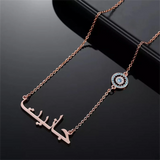 Arabic Name Diamond Necklace Evil Eye Chain Personalized Pendant