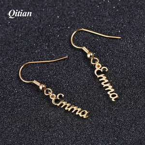 Custom Name Earrings Personalized Nameplate Stud Dangle Earring For Women