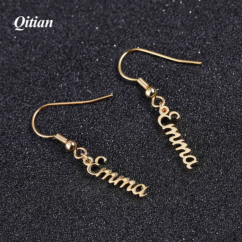 Custom Name Earrings Personalized Nameplate Stud Dangle Earring For Women