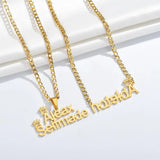 Personalized Crown Letter Necklace with 2 Names Stainless Steel Charm