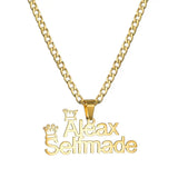 Personalized Crown Letter Necklace with 2 Names Stainless Steel Charm