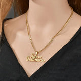 Personalized Crown Letter Necklace with 2 Names Stainless Steel Charm