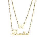 Custom Name Necklace Personalized Stainless Steel Butterfly Snow Double Necklace