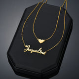 Personalized Stainless Steel Name Necklace Heart Love Double Necklace