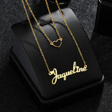 Personalized Stainless Steel Name Necklace Heart Love Double Necklace