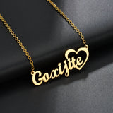 Custom Name Necklace Stainless Steel Charm Heart Love Letter Necklace