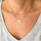 Custom Couple Name Necklace Stainless Steel Heart Nameplate Pendant