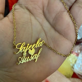 Custom Couple Name Necklace Stainless Steel Heart Nameplate Pendant