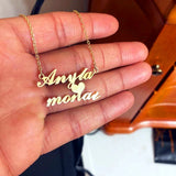Custom Couple Name Necklace Stainless Steel Heart Nameplate Pendant