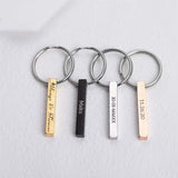 Personalized 3D Vertical Bar Keychain, Engraved Name, Birthday Gift