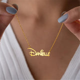 Custom Silver Rose Font Name Necklace for Women
