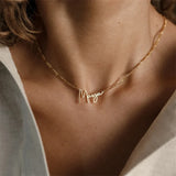 Custom Minimalist Name Necklace with Chain in Silver Rose