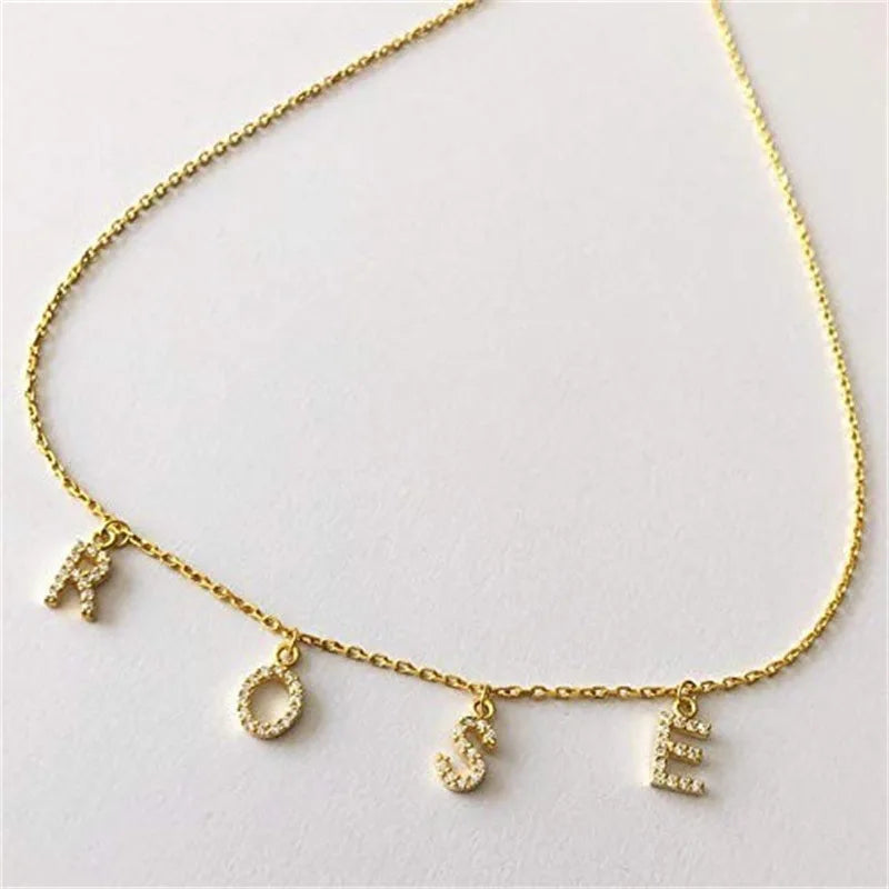 Customizable Initial Letters Necklace Personalized Name Zircon Necklaces