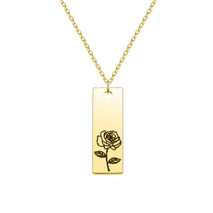 Personalized Birthday Flower Necklace Pendant