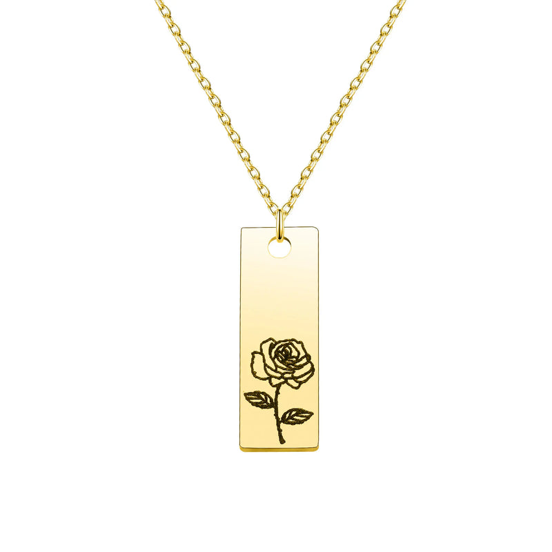 Personalized Birthday Flower Necklace Pendant