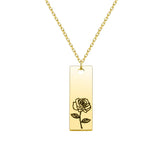 Personalized Birthday Flower Necklace Pendant