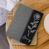 Custom Birthday Flowers & Names Leather Notebook