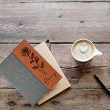 Custom Birthday Flowers & Names Leather Notebook