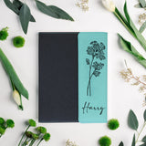 Custom Birthday Flowers & Names Leather Notebook