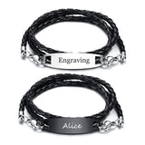 Custom Engraved Men's Leather Bracelet