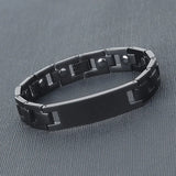 Men's Engraved Cross Bracelet Magnetic Therapy Stainless Steel
