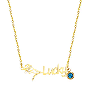 Custom Birth Flower Birthstone Necklace - Personalized Pendant Jewelry