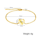 Personalized Name Heart Bracelet Stainless Steel Heart Pendant