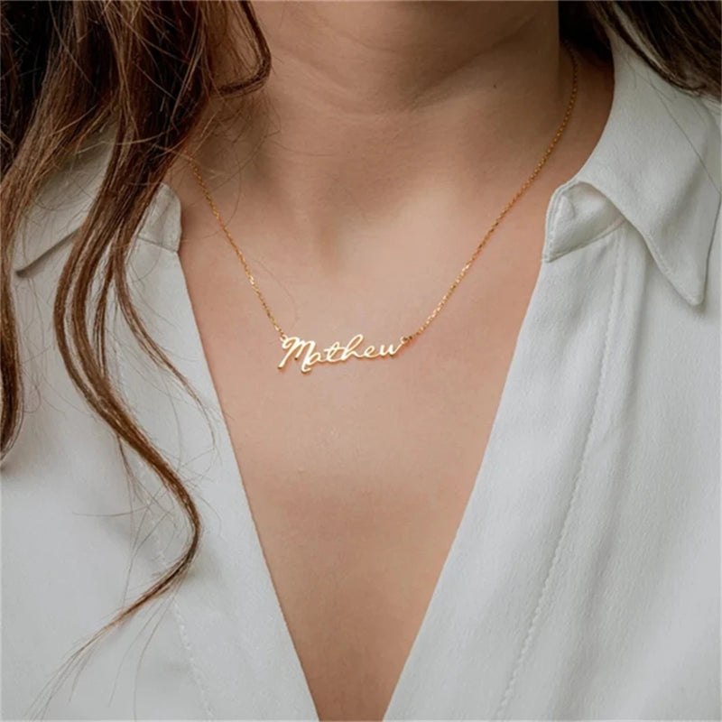 Custom Name Necklace Mom Choker Stainless Steel Pendant Personalized Jewelry