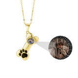 Customizable Photo Dog Bone Necklace Silver Dog Bone Chain Necklace