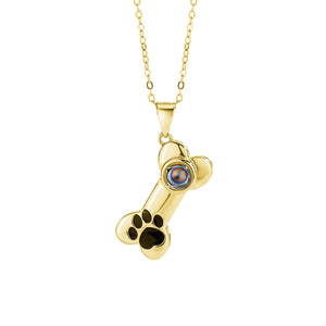 Customizable Photo Dog Bone Necklace Silver Dog Bone Chain Necklace