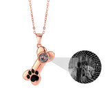 Customizable Photo Dog Bone Necklace Silver Dog Bone Chain Necklace