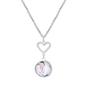 Customizable Photo Romantic Heart Necklaces Silver Chain Wedding Jewelry