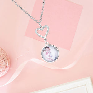 Customizable Photo Romantic Heart Necklaces Silver Chain Wedding Jewelry