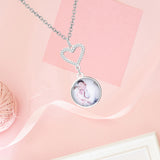 Customizable Photo Romantic Heart Necklaces Silver Chain Wedding Jewelry