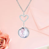 Customizable Photo Romantic Heart Necklaces Silver Chain Wedding Jewelry