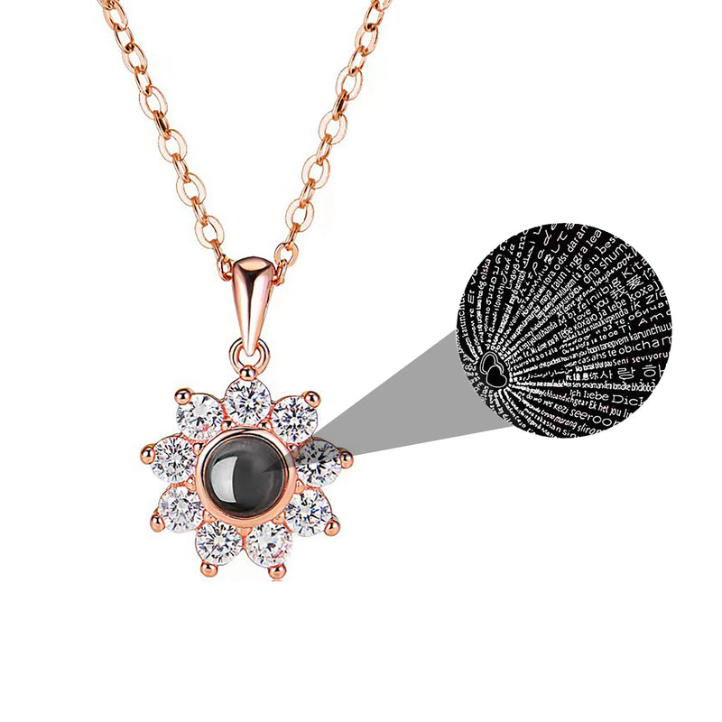 Customizable Silver Bubble Projector Necklace with Photo Pendant