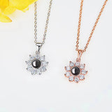 Customizable Silver Bubble Projector Necklace with Photo Pendant