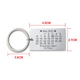 Personalized Stainless Steel Calendar Keyring: Special Date Gift for Dad