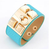 Customizable Leather Metal Texture Bracelets Punk Style