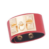 Customizable Leather Metal Texture Bracelets Punk Style