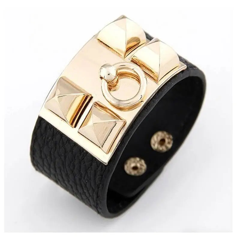 Customizable Leather Metal Texture Bracelets Punk Style