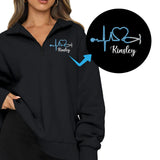Embroidered Letter V Neck Sweater Loose BF Style Coat
