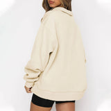 Embroidered Letter V Neck Sweater Loose BF Style Coat