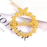 Customizable Flower Name Brooch Pin Stainless Steel Jewelry